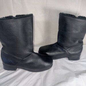 Toe Warmers Canada Pebbled Leather Winter Boots Solid Black With Plush Lining
